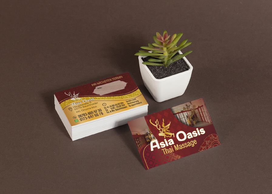 Thai-Massage Visitenkarte Design Asia Oasis Baumholder