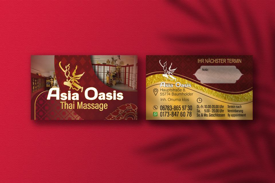 Thai-Massage Visitenkarte Design Asia Oasis Baumholder