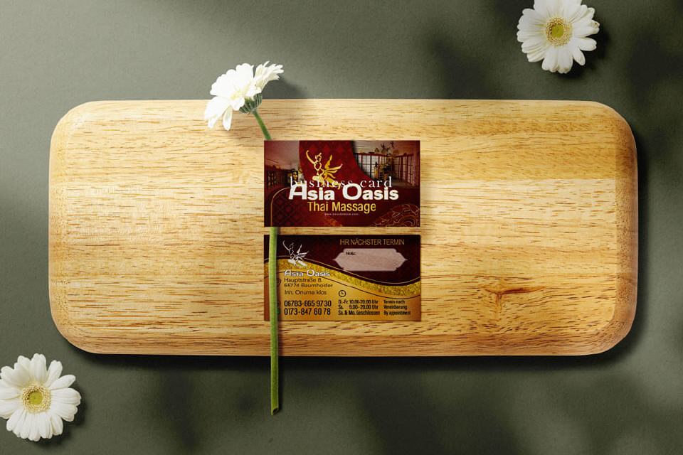 Thai-Massage Visitenkarte Design Asia Oasis Baumholder