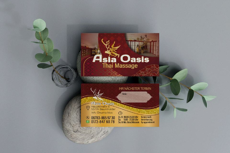Thai-Massage Visitenkarte Design Asia Oasis Baumholder