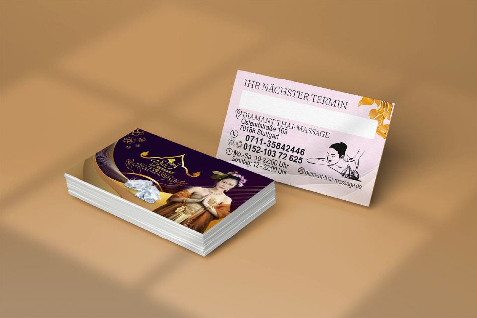 Visitenkarte Design Diamant Thaimassage