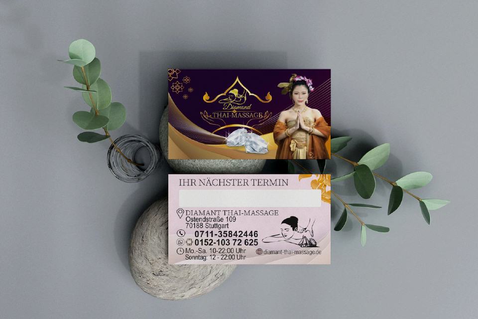 Visitenkarte Design Diamant Thaimassage