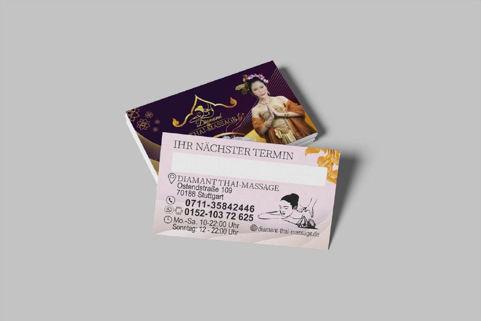 Visitenkarte Design Diamant Thaimassage