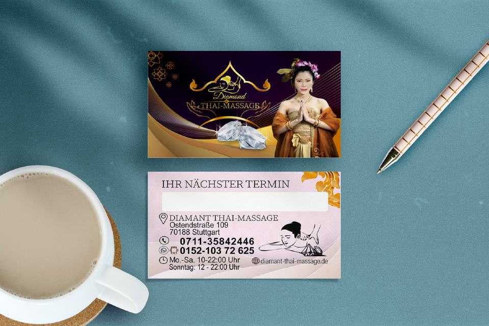 Visitenkarte Design Diamant Thaimassage