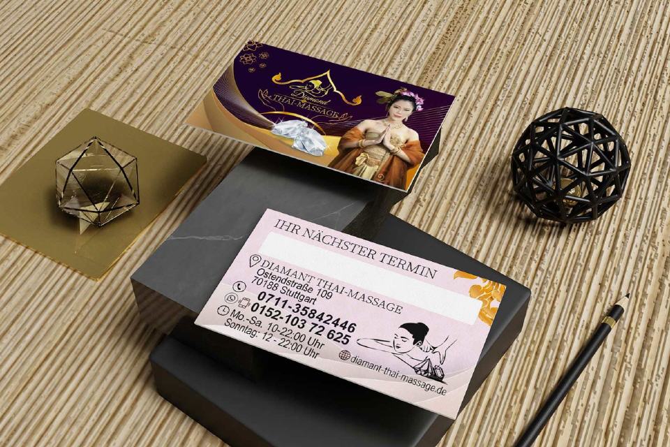 Visitenkarte Design Diamant Thaimassage