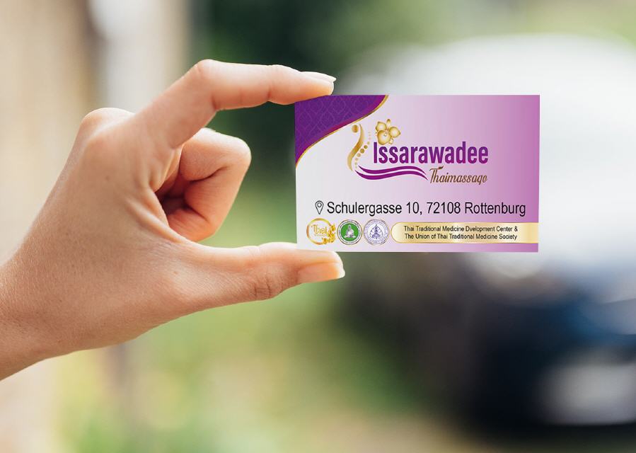 Visitenkarte Designs Issarawadee Thai-Massage in Rottenburg