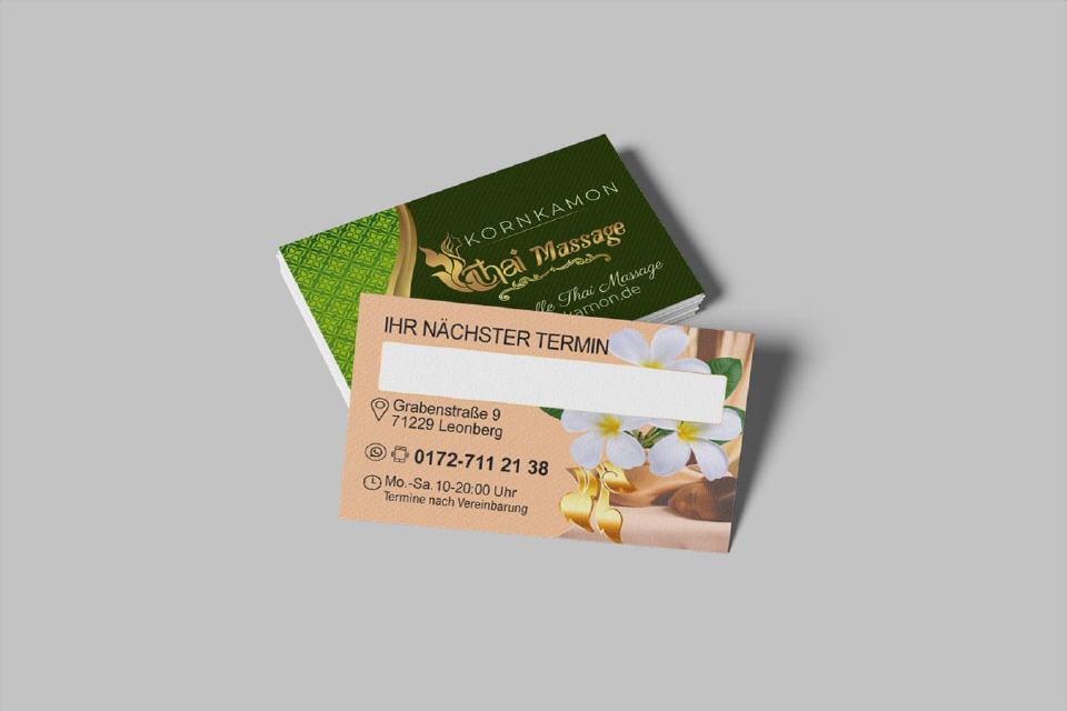 Visitenkarte Designs Kornkamon Thai-Massage