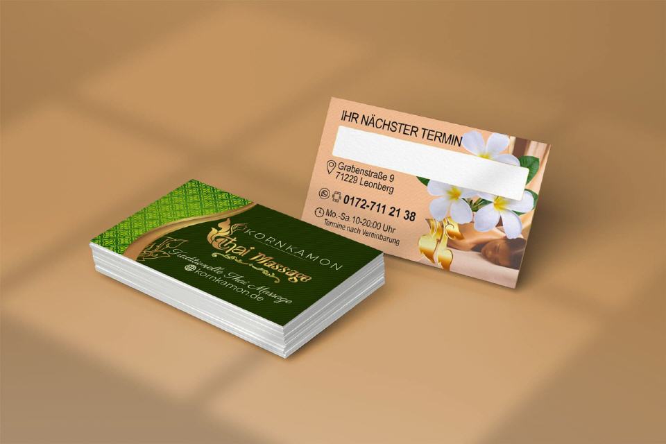 Visitenkarte Designs Kornkamon Thai-Massage