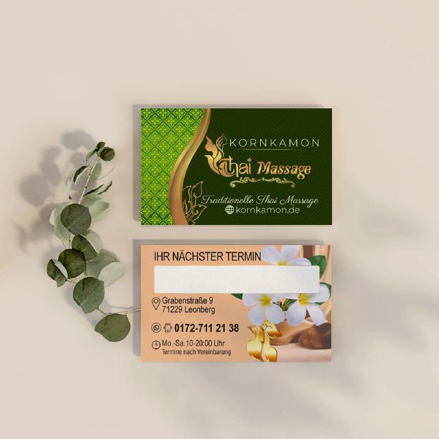 Visitenkarte Designs Kornkamon Thai-Massage