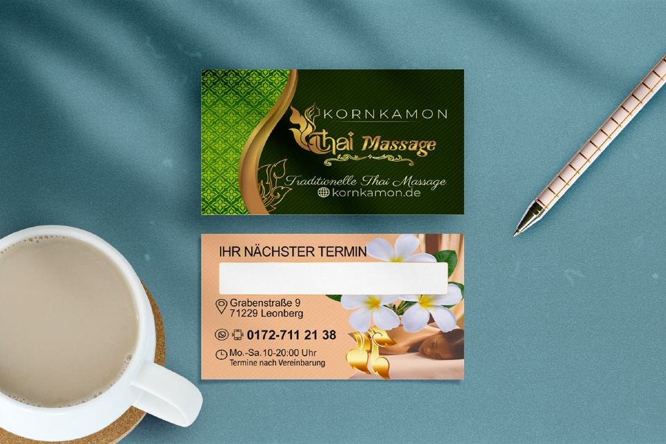 Visitenkarte Designs Kornkamon Thai-Massage